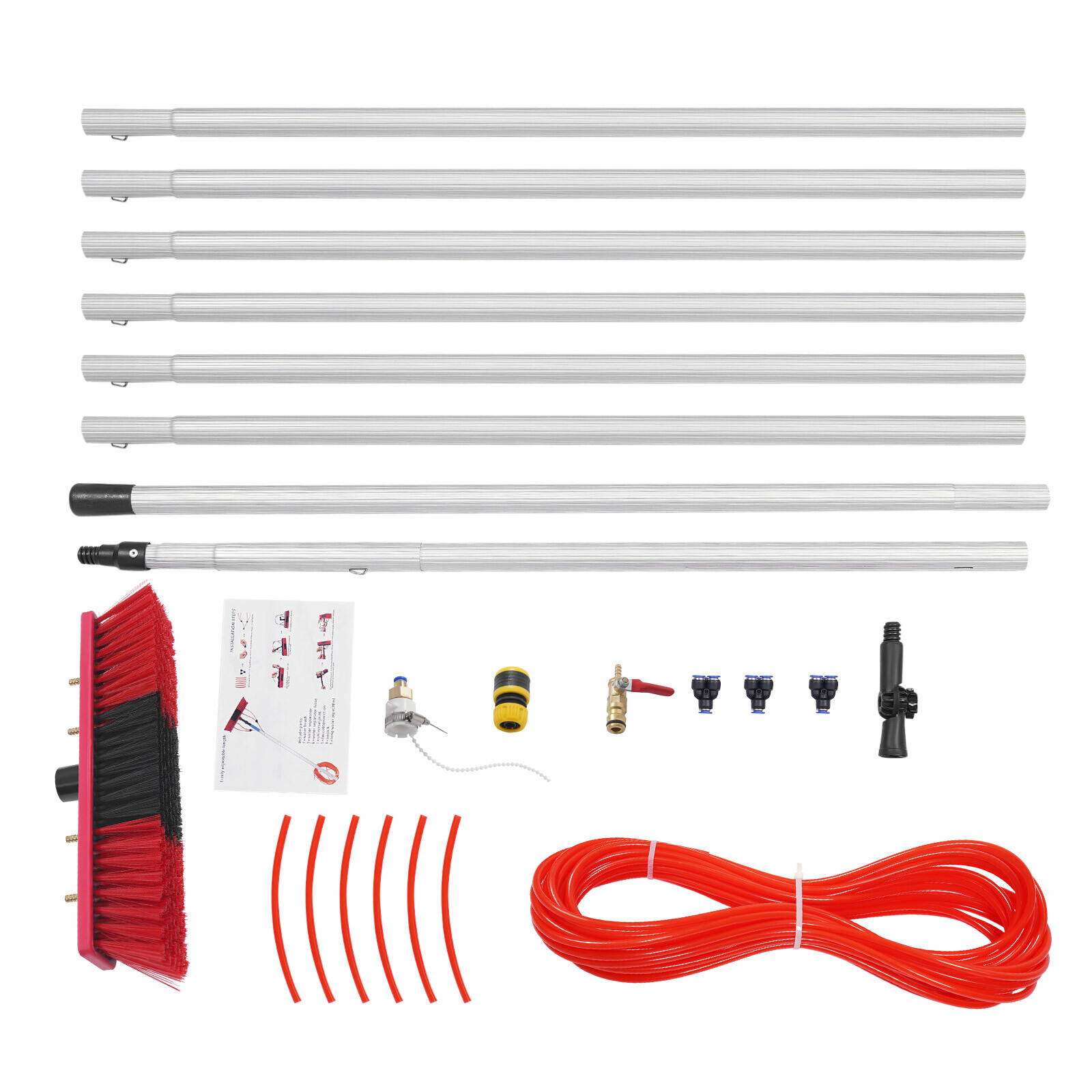 Window Cleaning Pole Water Supply Brush 7.4m Butt Pole with Single Side Buckle