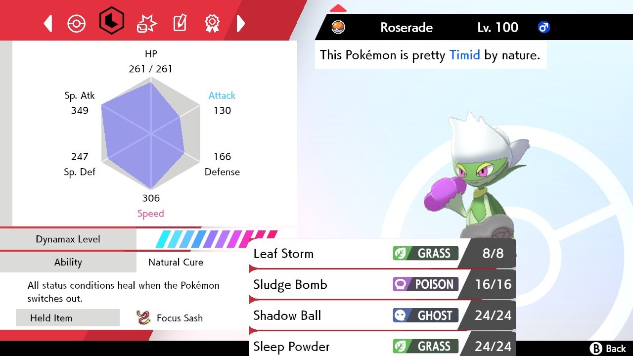Pokemon Sword and Shield 6iv Shiny Roserade - FAST DELIVERY!