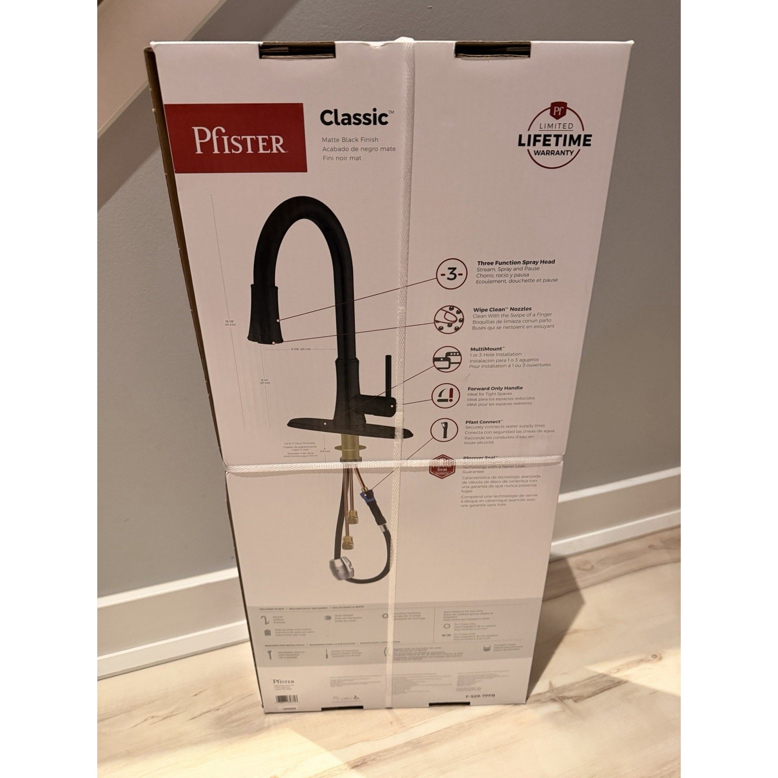 Pfister Classic Matte Black Deck-Mount Pull-Down Kitchen Faucet w/ Sprayer NIB