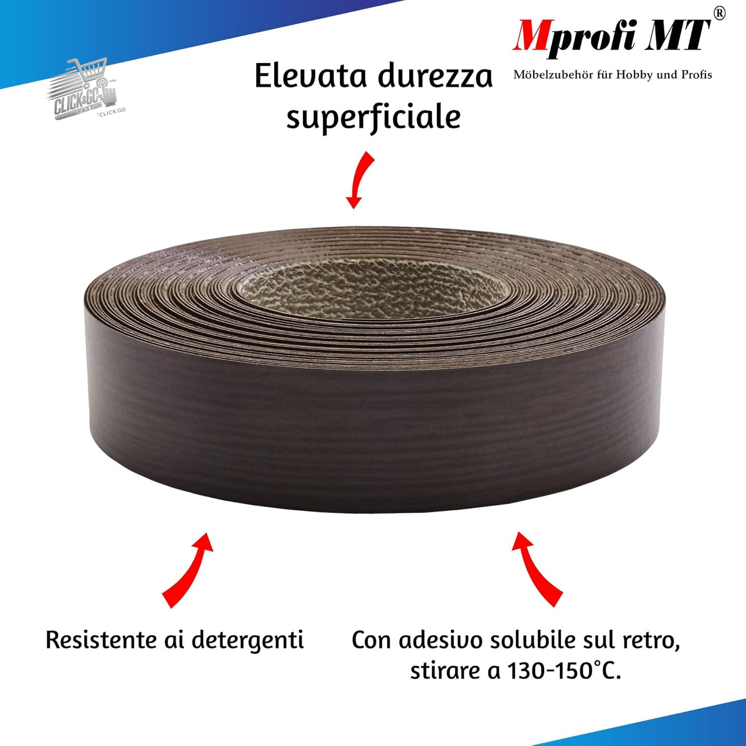 ® - Wenge Effect Edge | 22mm X 5M | Easy to Apply | Apple Kitchen Edge