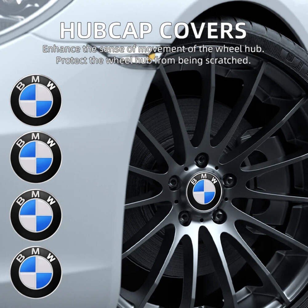 4Pc 65mm 56mm Wheel Center Caps Emblem Badge 50th Anniversary For BMW E39 E46 E9