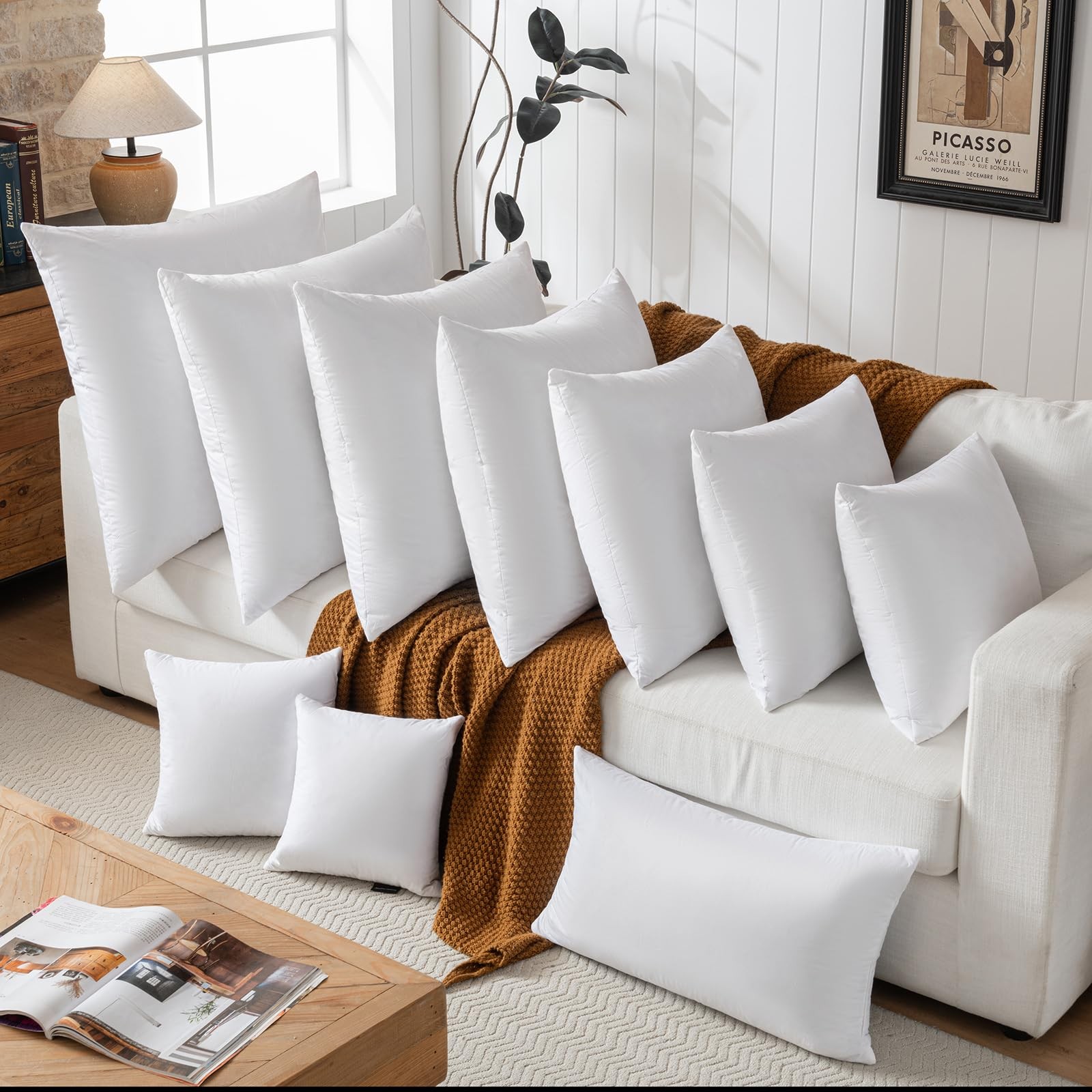 basic home 26x26 Euro Throw Pillow Inserts-Down Feather Pillow Inserts-Cotton