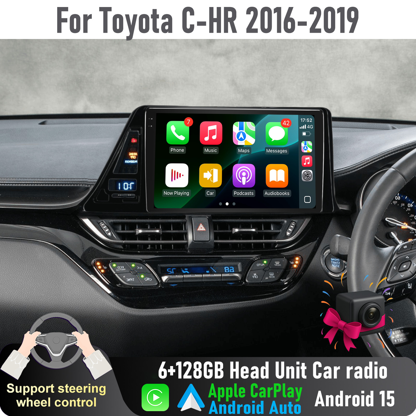 9'' Apple CarPlay Auto 6+128GB Head Unit Car radio For Toyota C-HR 2016-2019
