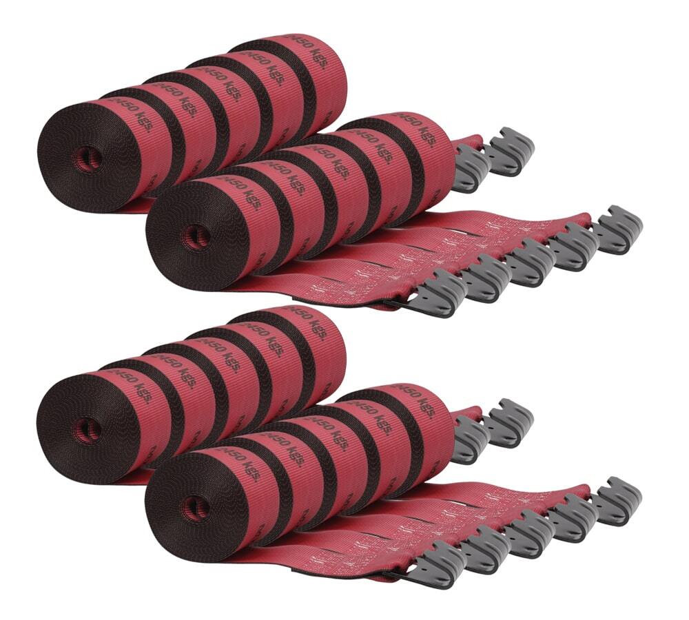 (20 Pack) Kinedyne 4"x30' Winch Straps Red w/flat hook, WLL 5400, Flatbed Tie...