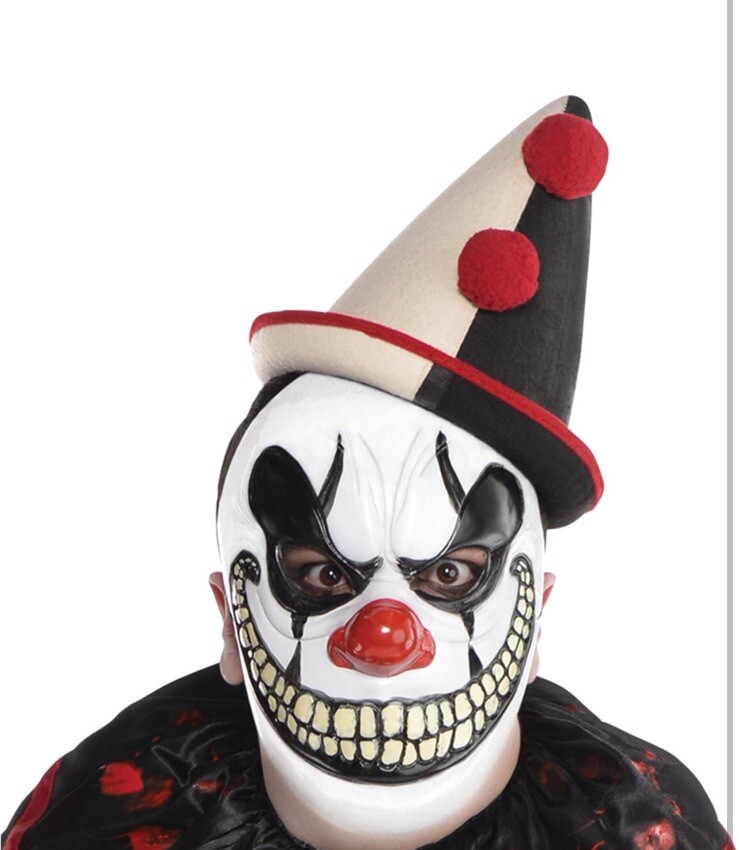 🔥EVIL CLOWN Plastic Face Mask - Halloween Costume Freak Show Adult Size NWT🔥
