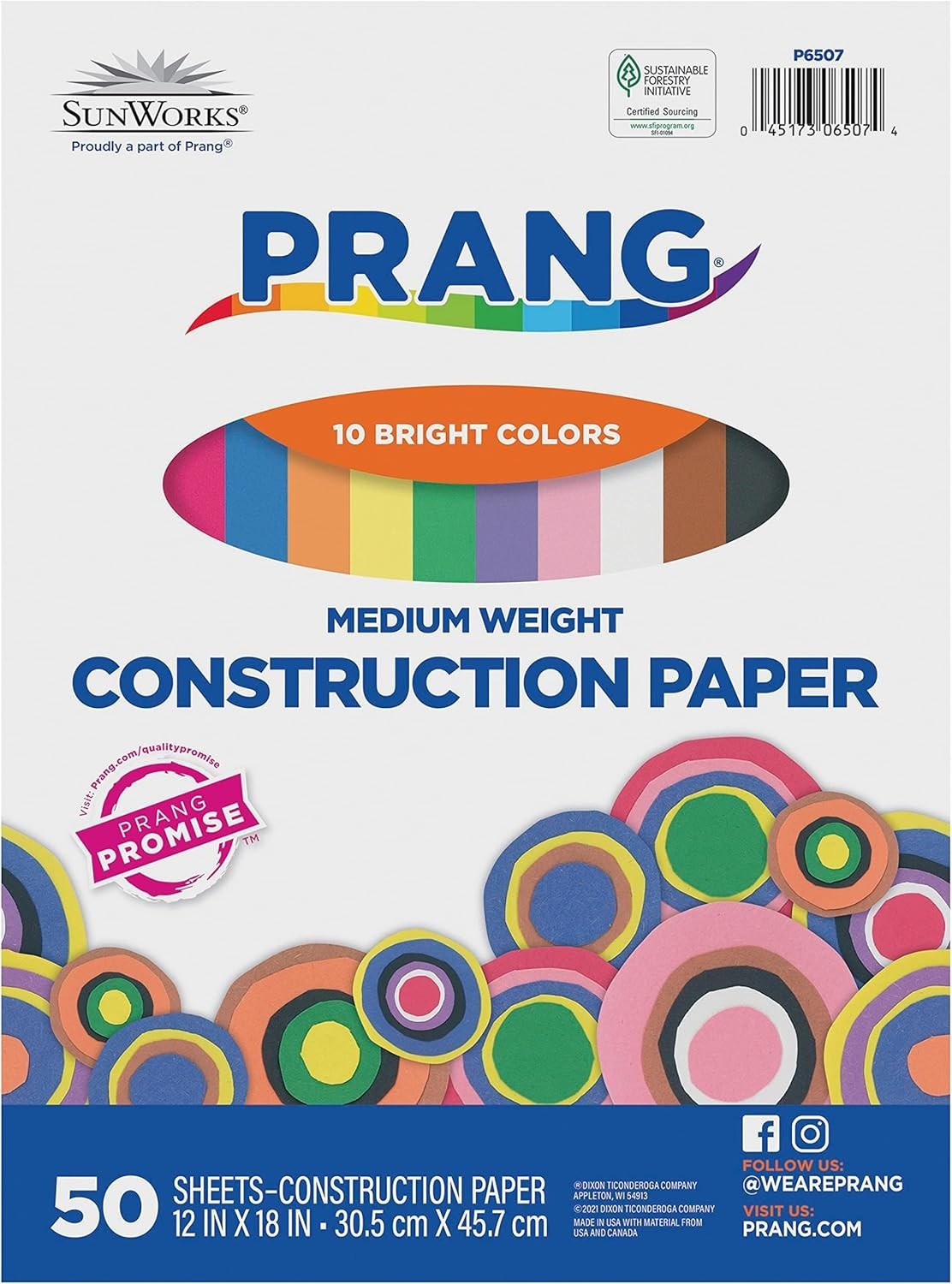 (Formerly Sunworks) Construction Paper, 10 Assorted Colors, 12" X 18", 50 Sheets