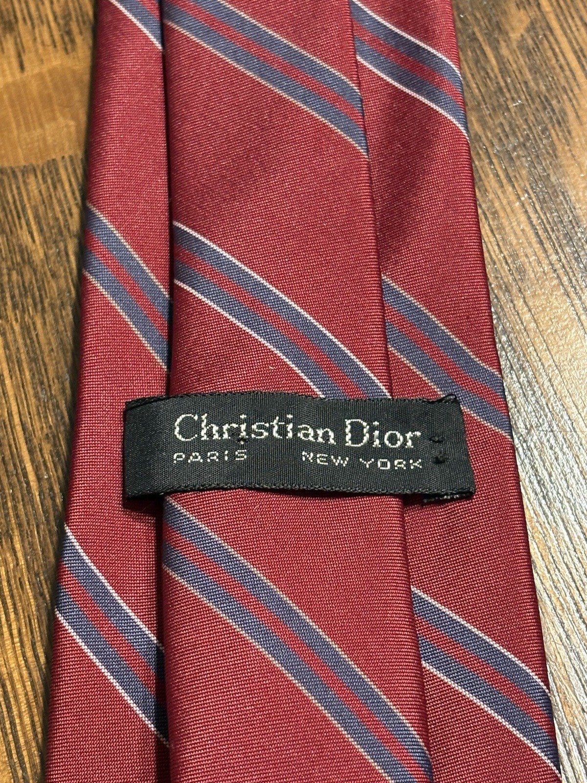Christian Dior Men's Tie/Deep Red and Blue Stripes