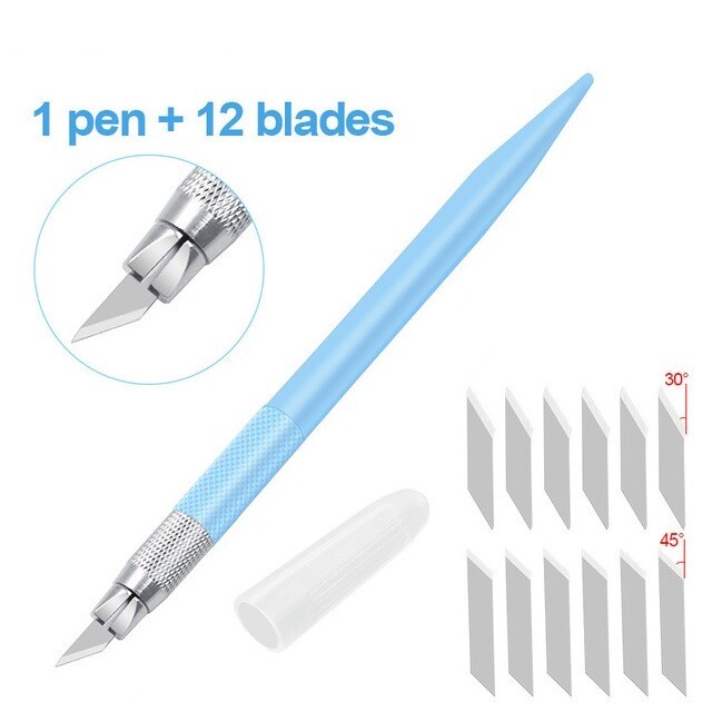 13Pcs Color Engraving Pen DIY Fruit Rubber Stamp Carving Foil Utility Knife Set