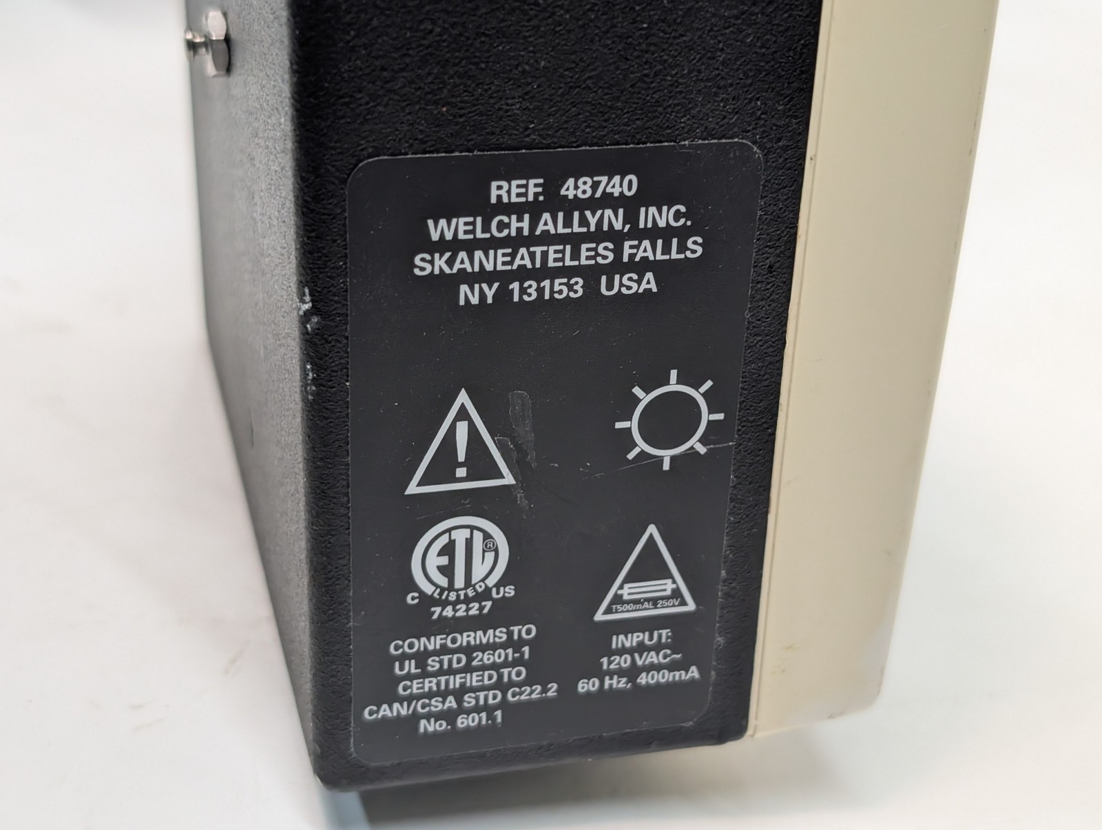 Welch Allyn 48740 fiber optic light source w/ gooseneck light pipe as shown