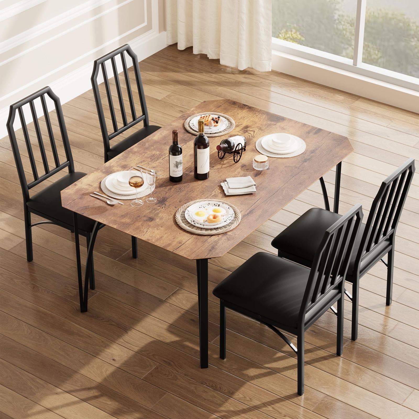 5 Piece Dining Room Table Set ,Home Kitchen Table and Chairs for Small Space NEW