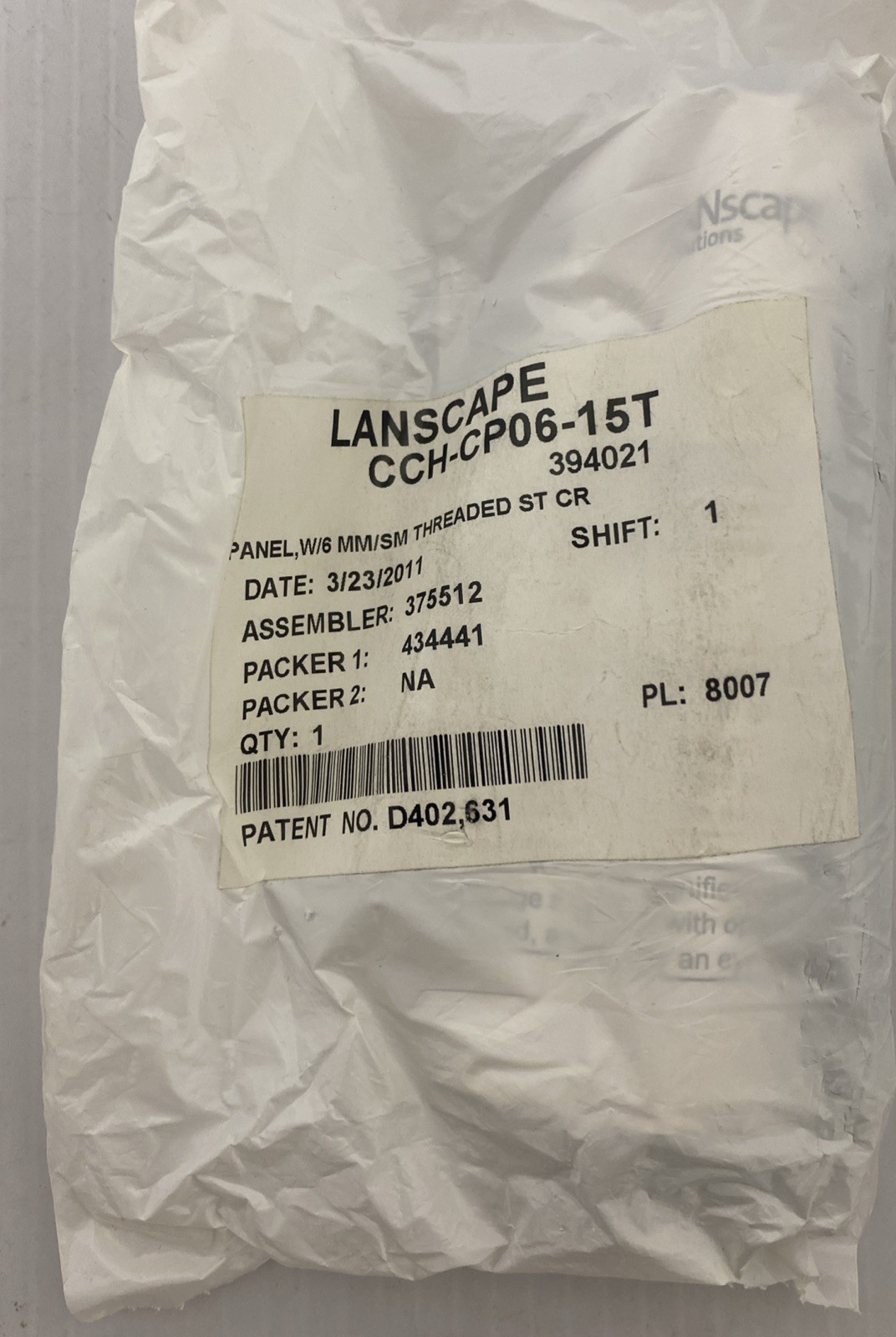 Brand new in package. Corning Landscape CCH-CP06-25T Panel, W/6 MM Threaded ST