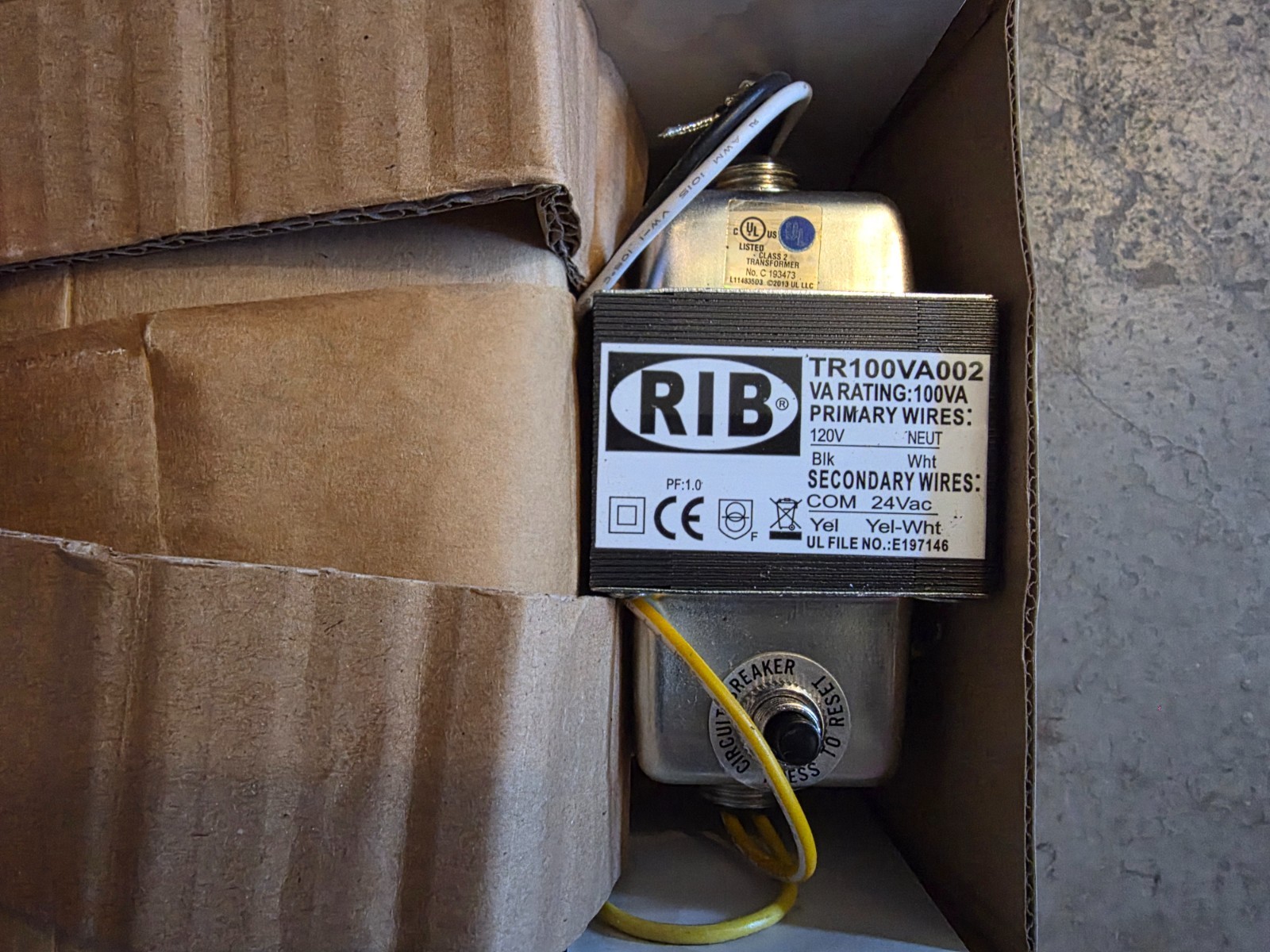 RIB Functional Dev TR100VA002 Transformer 100VA - 120V to 24V (SEE DESCRIPTION)
