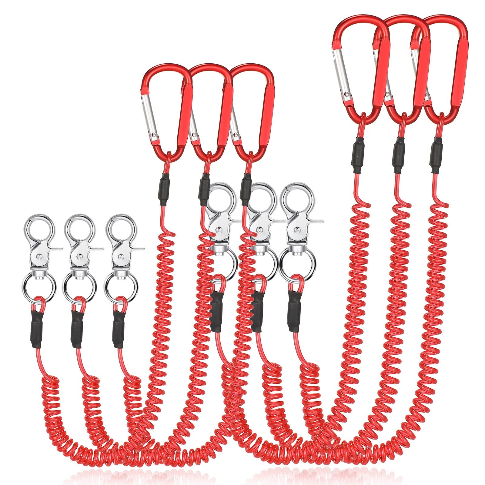 Woanger 6 Pack Fishing Lanyard Steel Wire Coiled Lanyard Tool Lanyards for Ha...