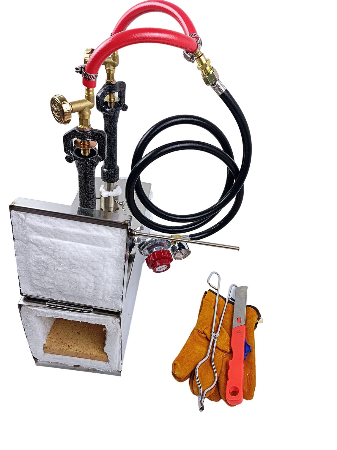 Double Burners Portable Gas Forge for Blacksmithing Farrier Knife Tool Making