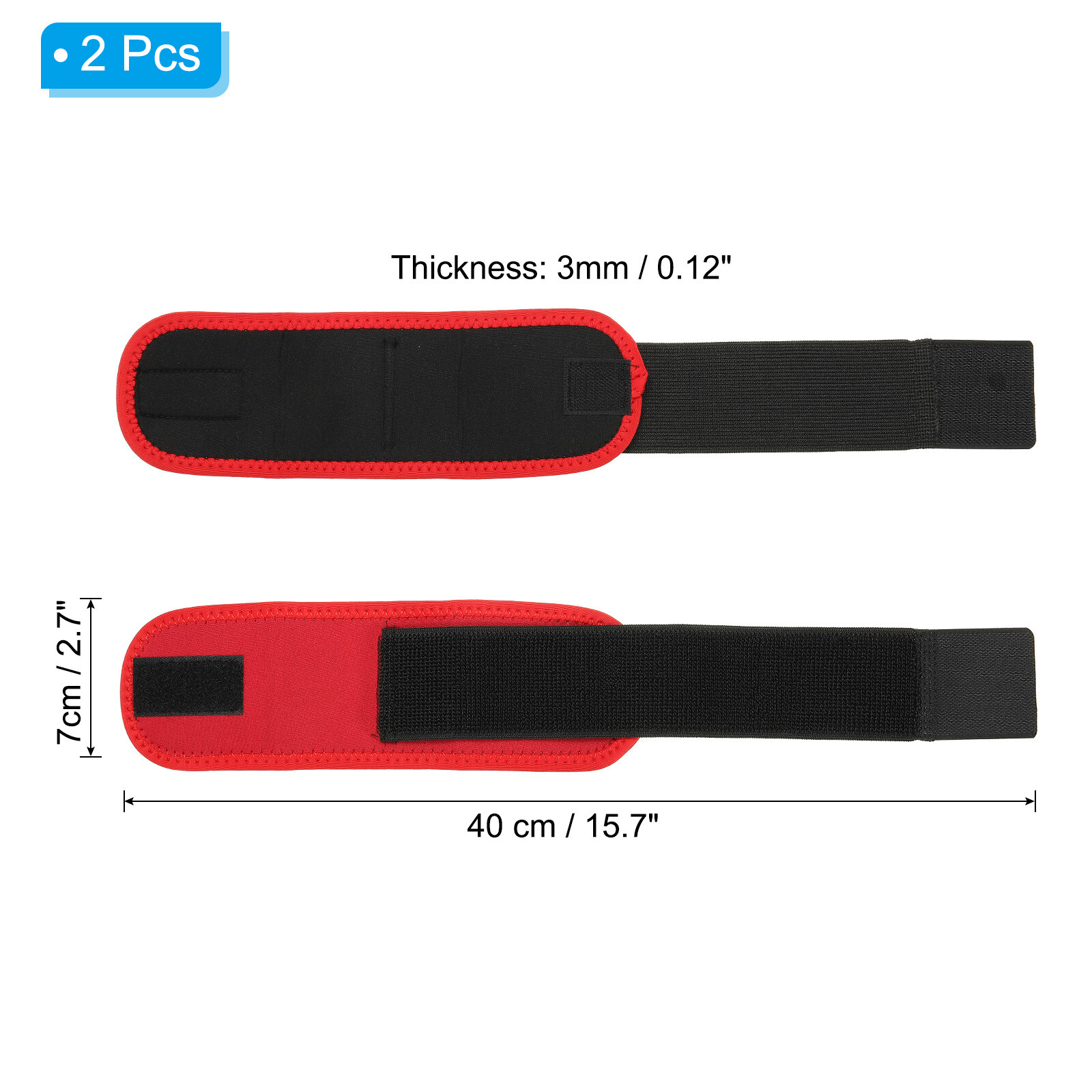 Wrist Wraps Strap, 2 Pack Wrist Compression Support 15.7"x2.7" for Fitness, Red