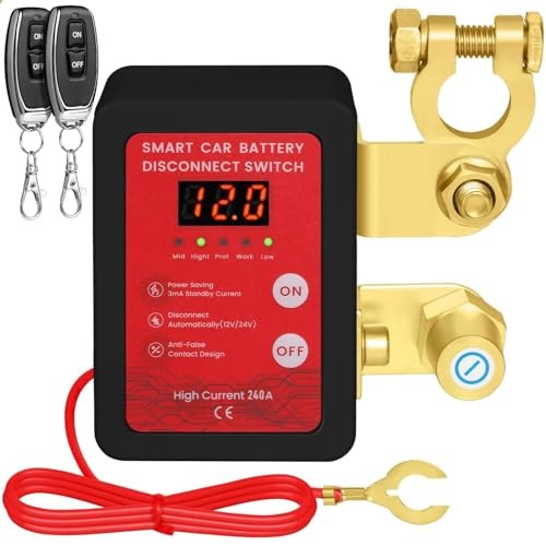 Remote Battery Disconnect Switch 12V, 240A Kill Switch for Car with Led black