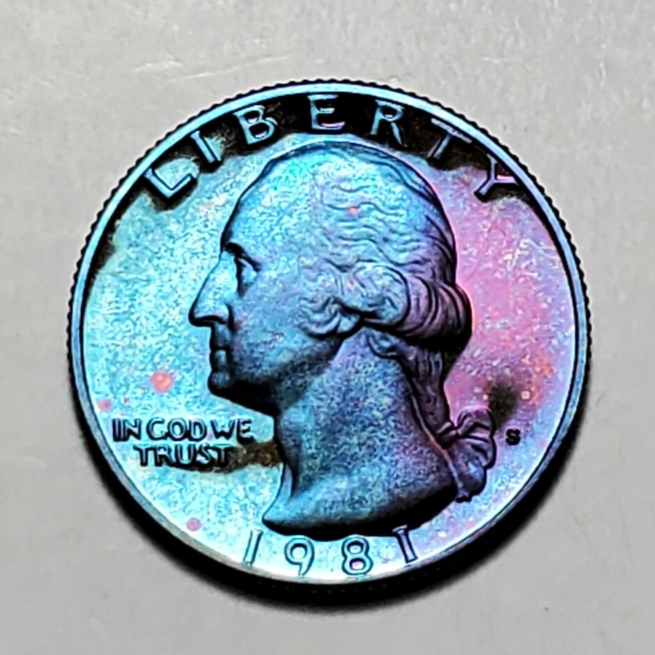 TONED 1981 S WASHINGTON QUARTER PROOF UNC #C2878