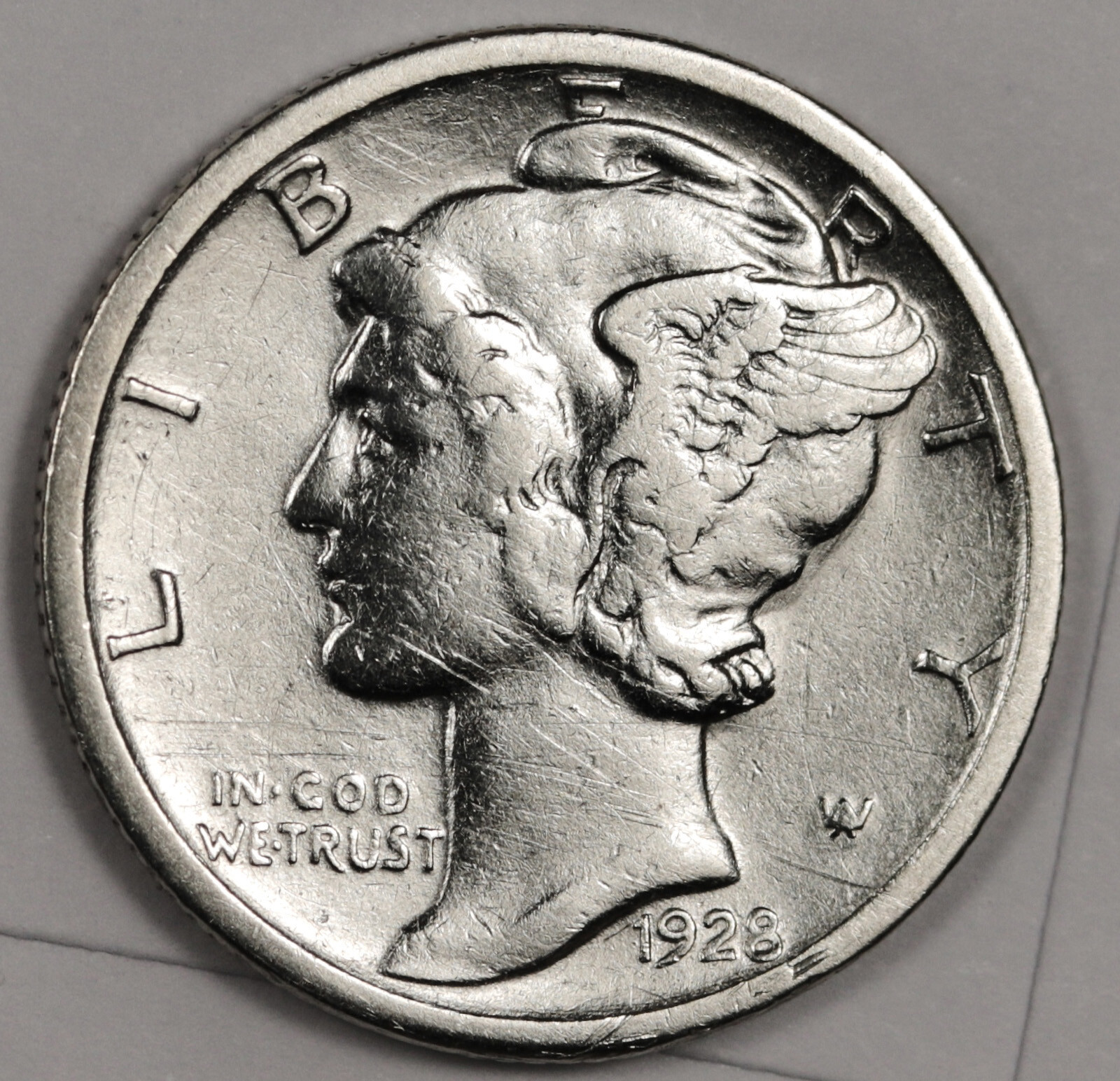 1928-s Mercury Head Dime.   XF Detail.   179222