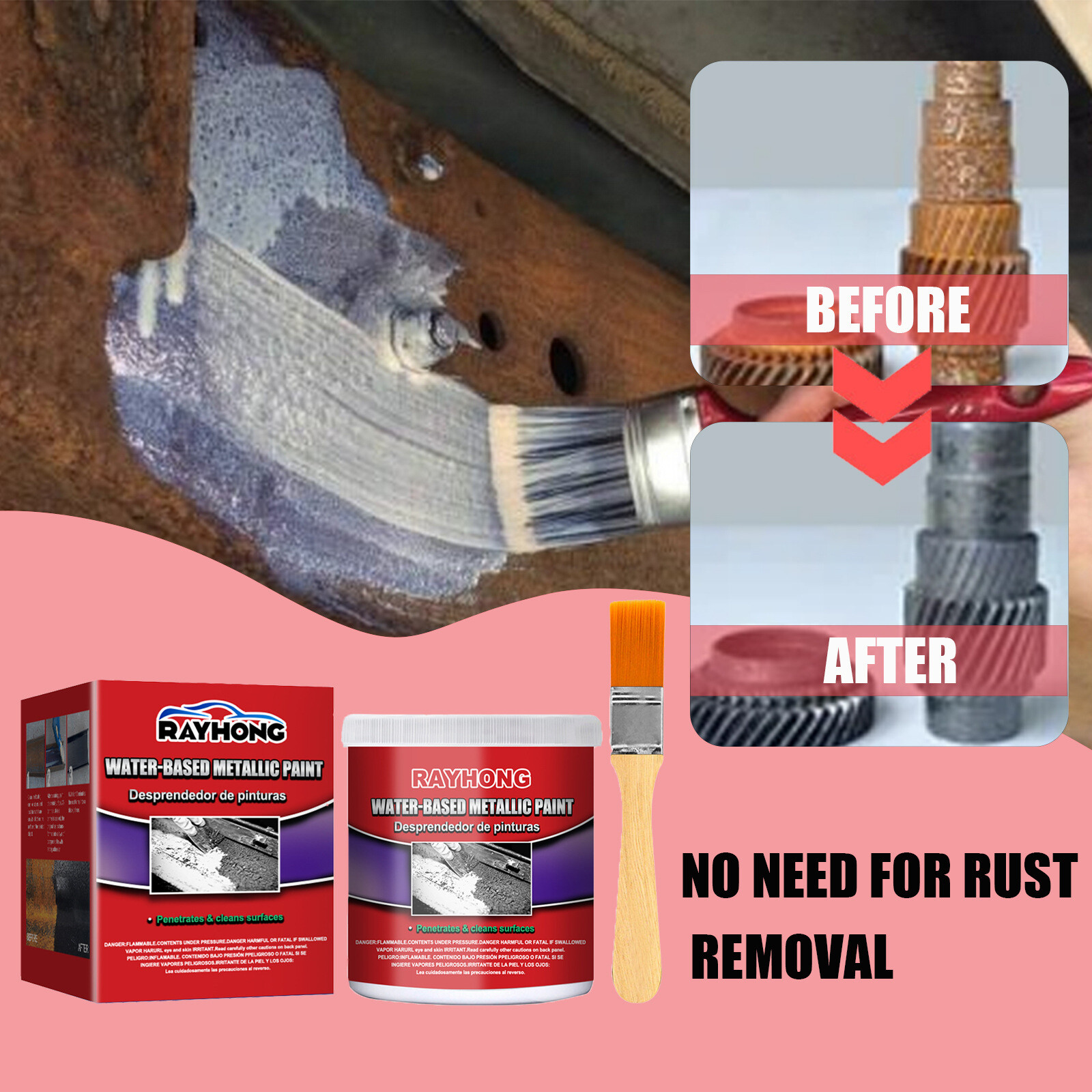 2PCS 100ML Metal Rust Remover Water-based Metallic Paint Rust Conversion Agent