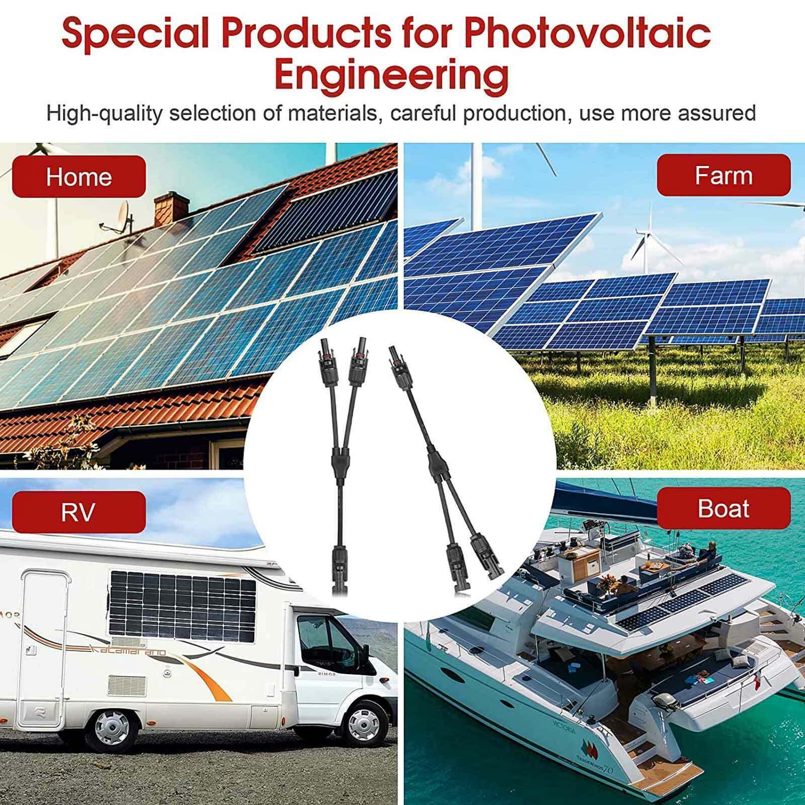 Solar Panel Y / T Branch Cable Connection Waterproof Adapter Connector Extension