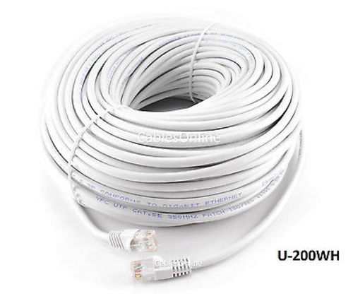 200ft CAT5e White RJ45 UTP Ethernet LAN Network 24AWG Patch Cable, U-200WH