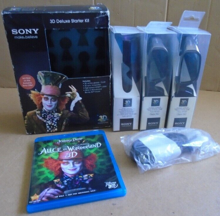SONY Wonderland Alice Movie Deluxe Starter Kit Blu-ray 3D Glasses (NEW open box)