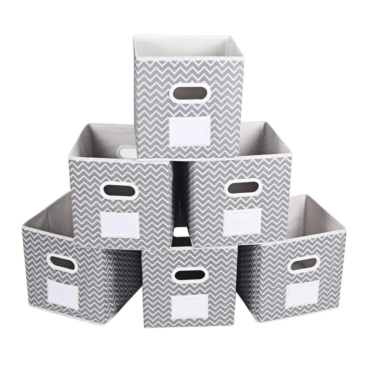 Foldable Fabric Storage Cubes Baskets Closet Organizer Drawers Grey 6 Pack