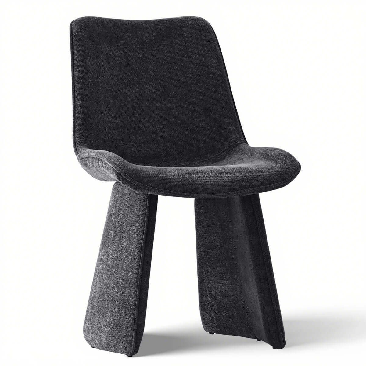 Set of 4 Black Modern Upholstered Dining Chair Chenille Fabric Accent Chair