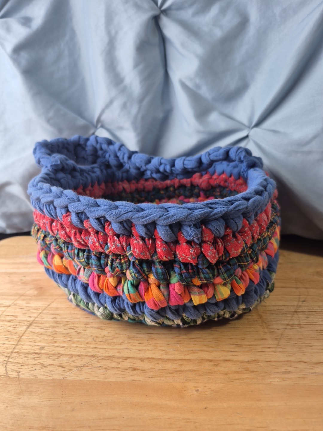 Handcrafted Crocheted Basket Multicolored