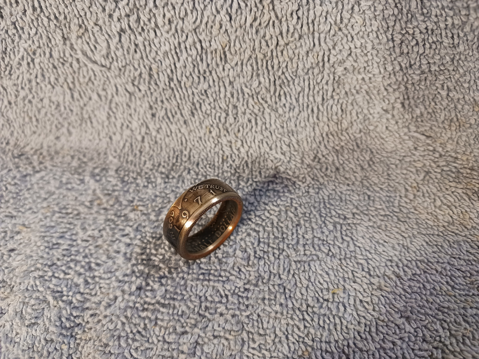 1971 Kennedy Half Dollars  size 9 -1/2  coin ring  Handmade mixed metals