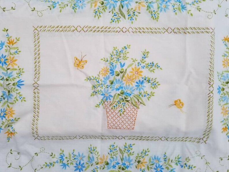 Lady Pepperell Full Sheet Set Basket Floral Butterfly READ