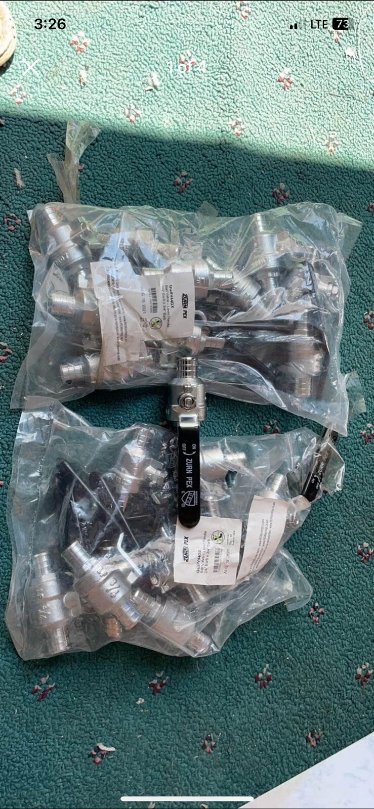 20 NEW Zurnpex 3/4” Barb Ball Valves