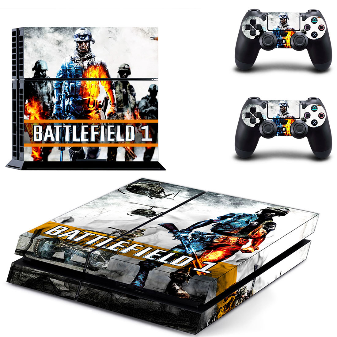 Sony PS4 Console and Controller Skins / Decal -- Battlefield I Design 1 (#0415)