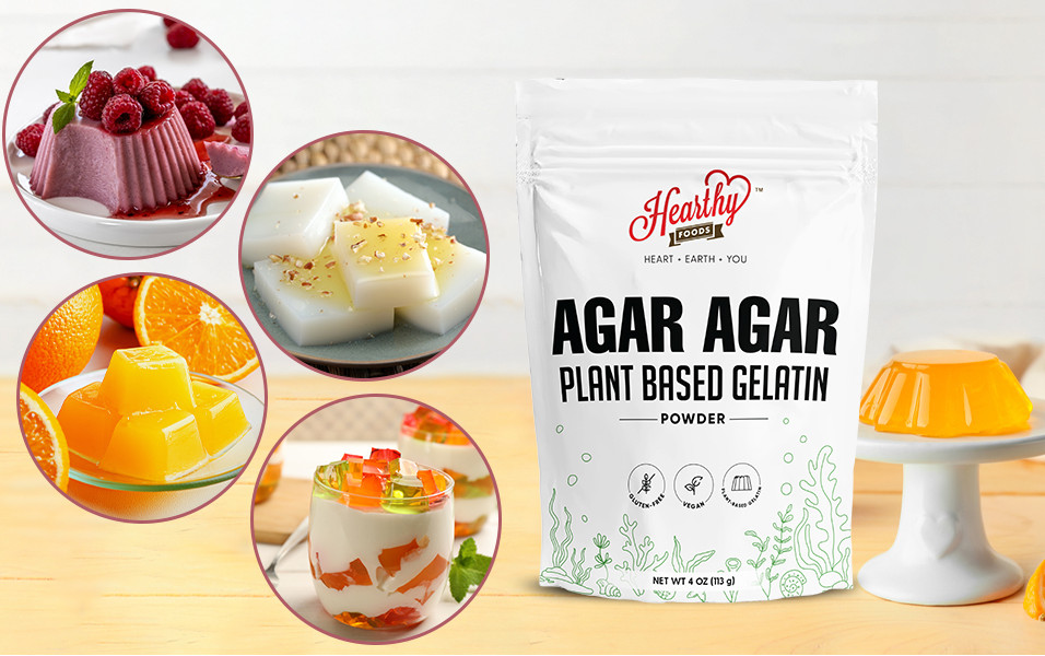 Agar Agar Powder 4oz Vegan Gelatin, Alternative Kosher Gluten Free Non Gmo Halal