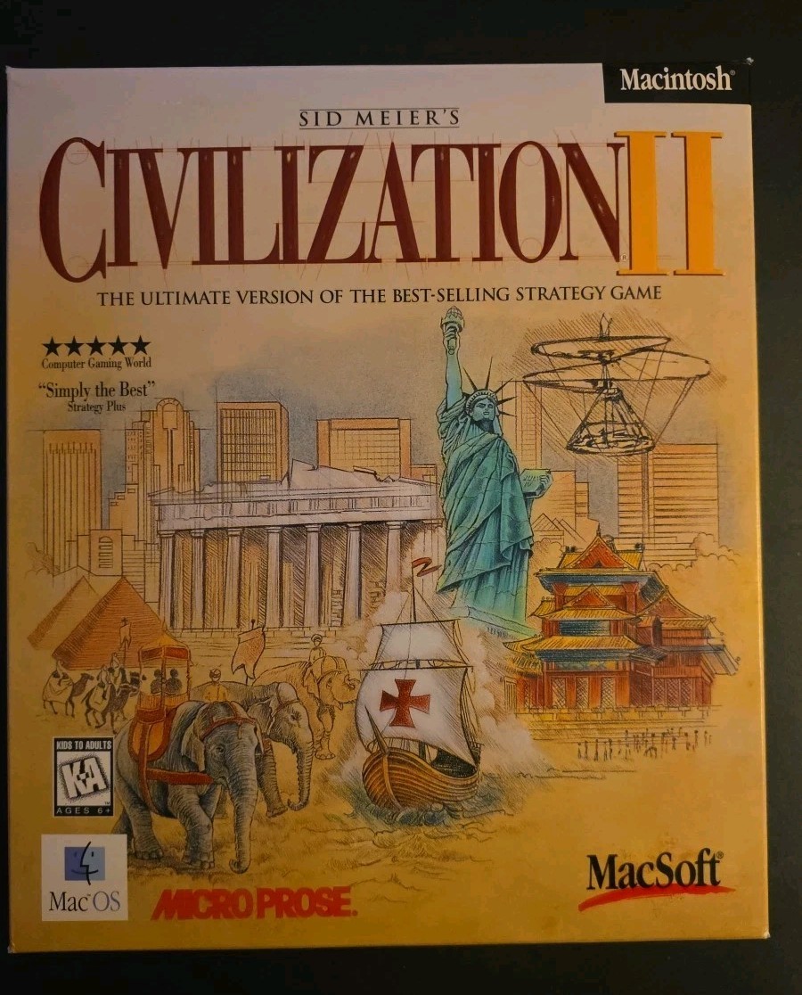 Sid Meier’s Civilization II-For Mac Computers-CD-Rom With Box Manual & Paperwork