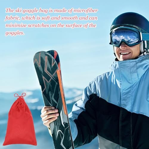 Ski Goggle Bag, Microfiber Bag with Cleaning Cloth Drawstring Pouch 2 Black