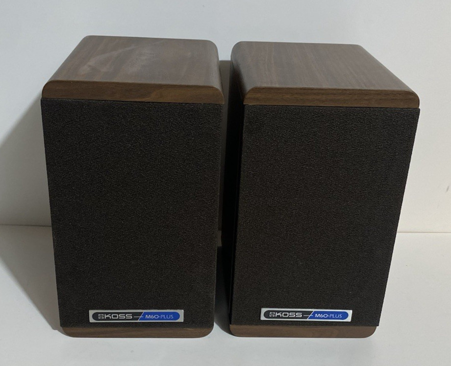 KOSS M60 Plus Dyna-Mite Pair of Speakers Bookshelf 8.5X5" Walnut Tested Working