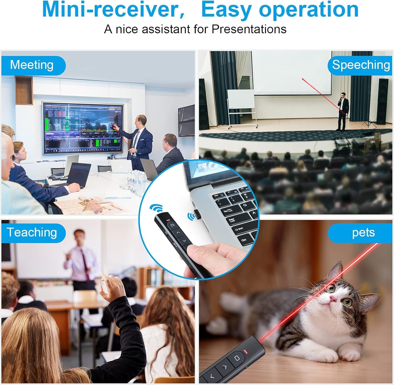 Ergonomic Wireless Presentation Clicker with 100M Range for PowerPoint & Keynote