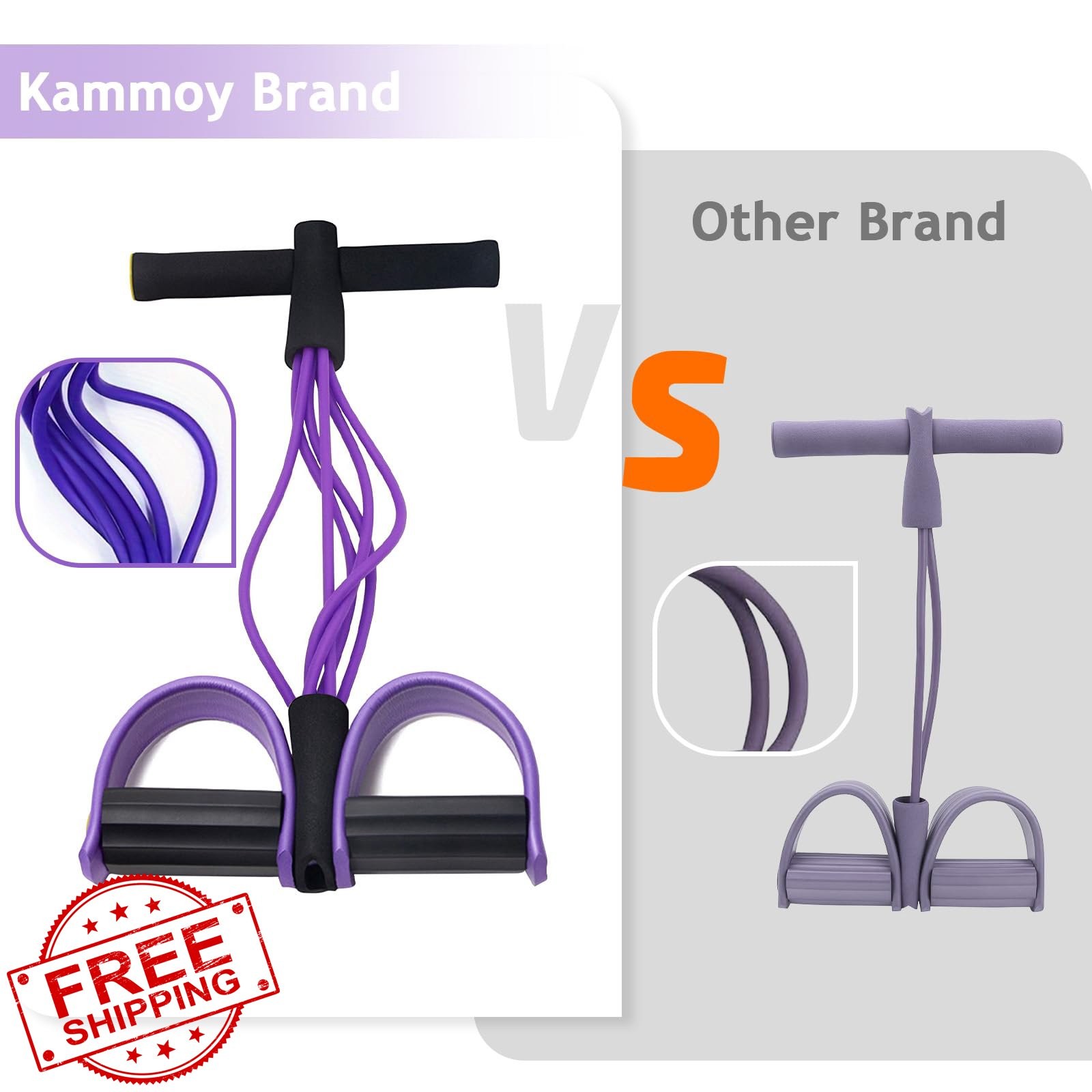 Kammoy 6-Tubes Yoga Pedal Puller Resistance Band Latex Fitness