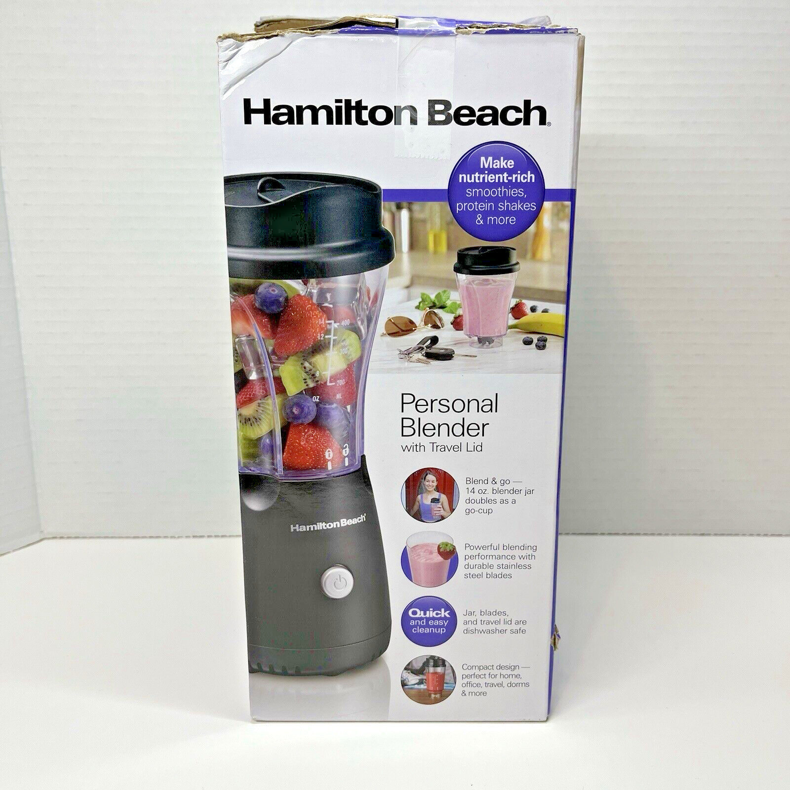 Hamilton Beach Personal Blender With Travel Lid  Go Cup - NEW Tested Works!