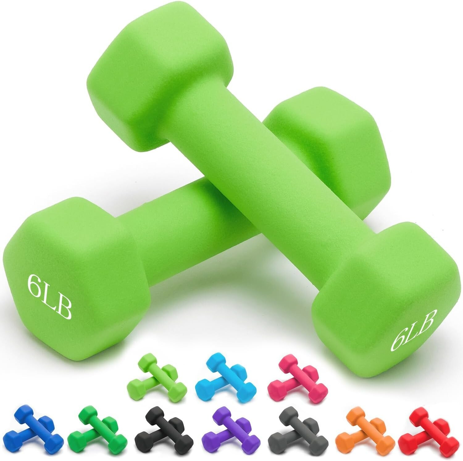 Set of 2 Neoprene Dumbbells Hand Weight Pair Dumbbells, 1/2/3/4/5/6/8/10/12/15LB