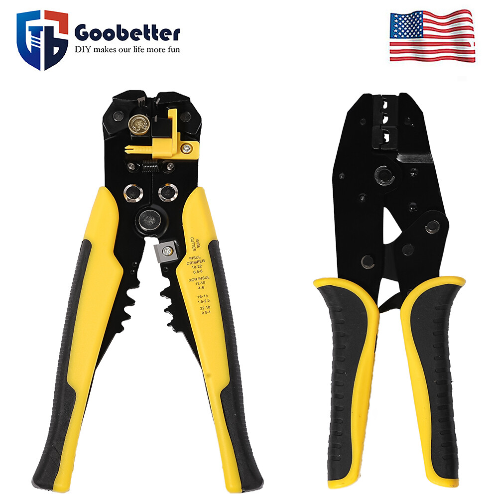 AWG 22-10 Automatic Stripper Tool and Ratchet Wire Crimper Stripper Crimp Set
