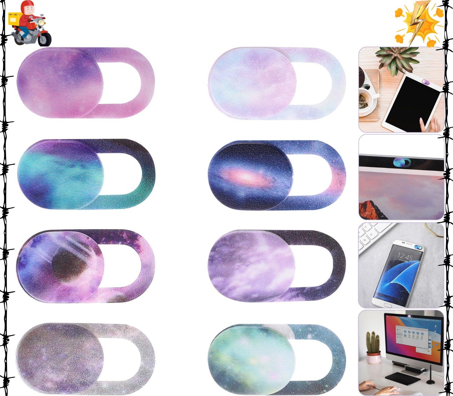 8PCS Laptop Camera Cover Slide, Starry Sky Webcam Cover Slide Phone Camera Co...