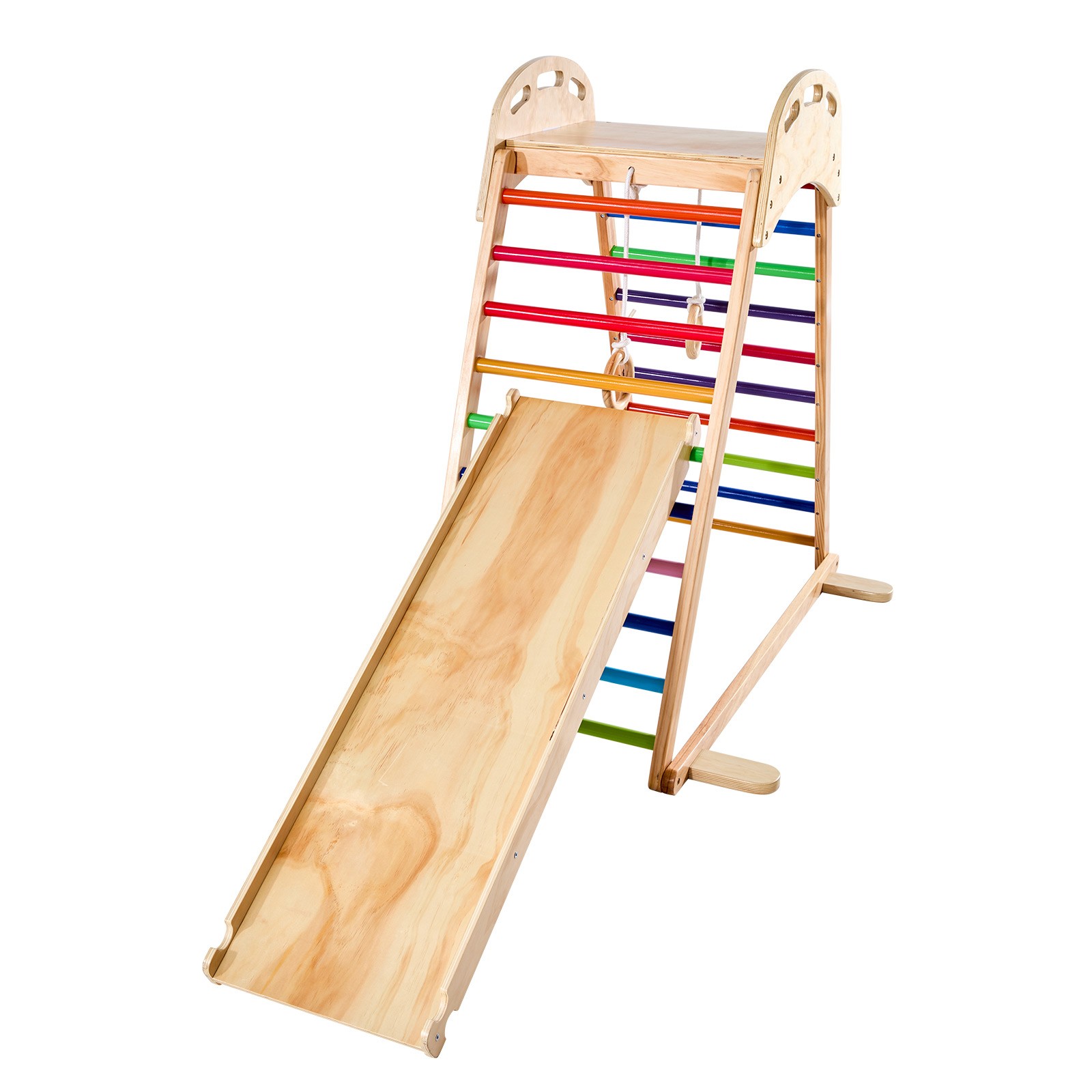 Uimoso Indoor Wooden Jungle Gym 4-in-1 Playset for Kids