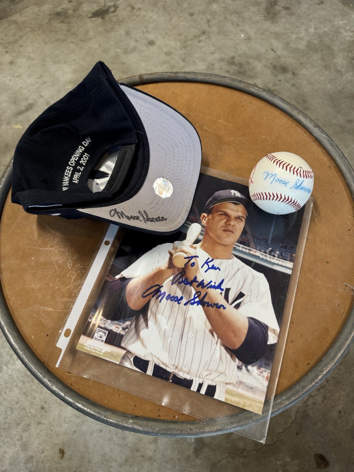 Beautiful Bill "Moose" Skowron NY Yankees Autographed 3-Piece Memorabilia Lot