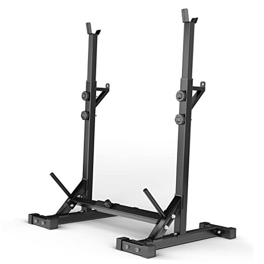 Elevens Squat Rack Stand Adjustable Bench Press Barbell Rack Stand - Black