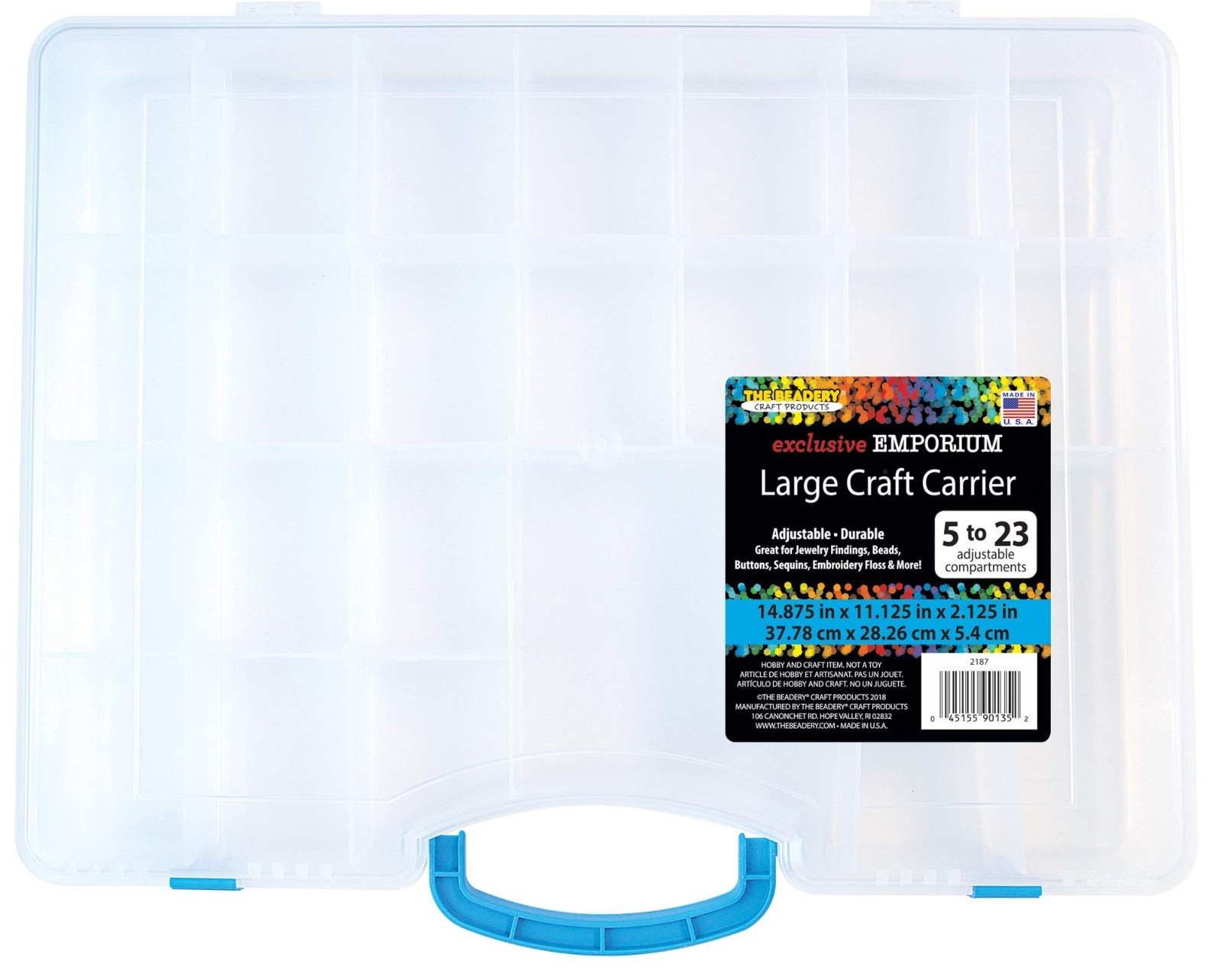 Large Clear Craft Storage Container - Bead Organizer & Art Supply Carrier