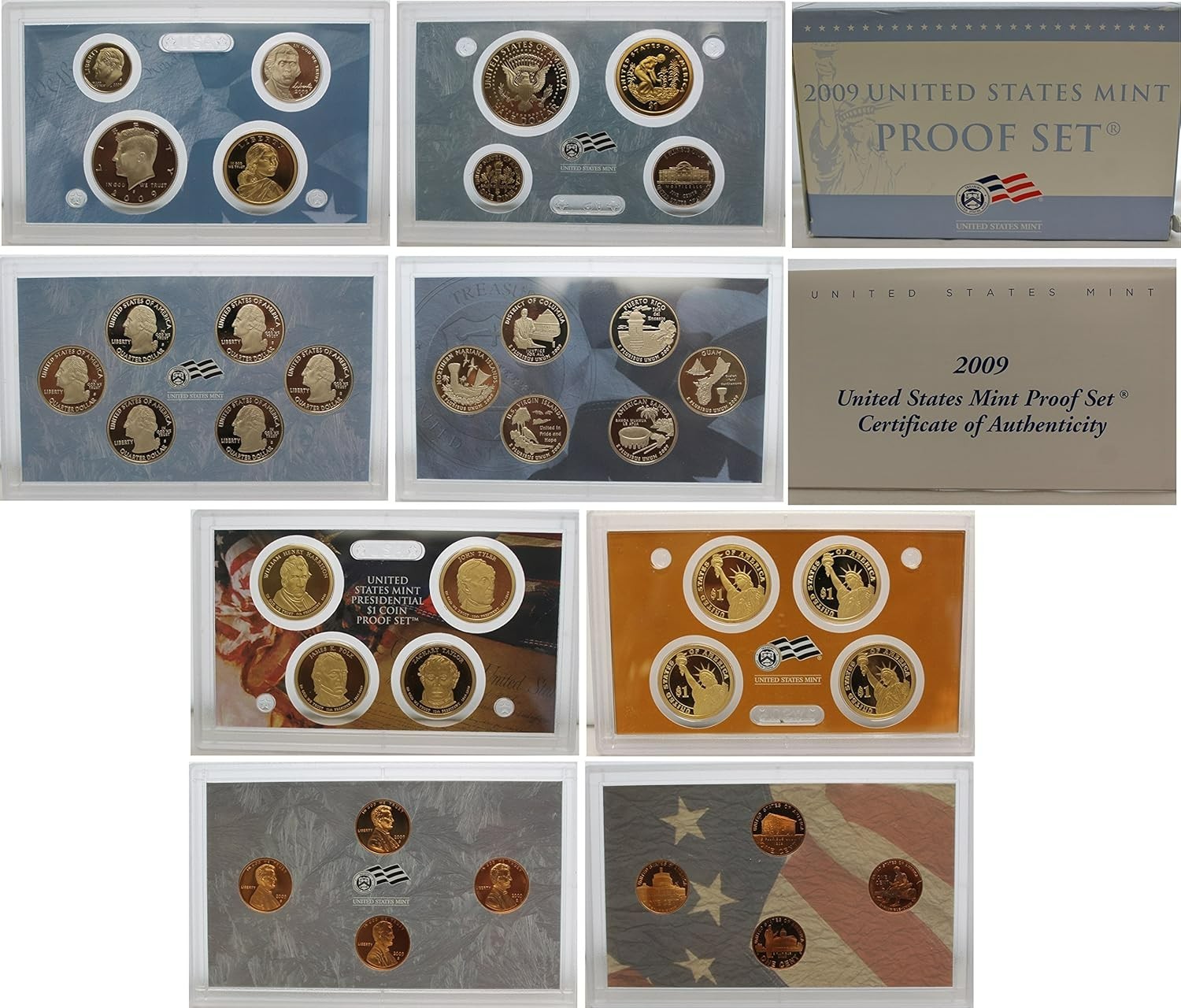 2009-S U.S. 18 Coin Proof Set Complete Original in Blue Mint Package and COA