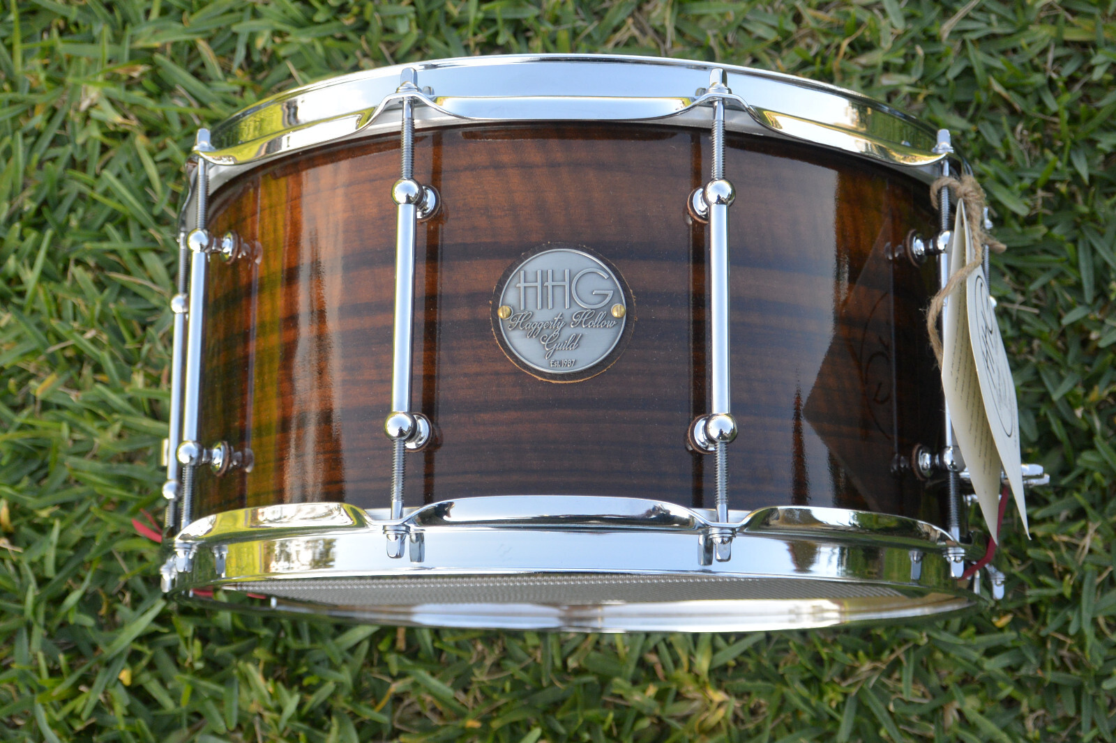 HHG Haggerty Hollow Guild 7x14 African Rosewood Maple Cedar Prototype Snare Drum