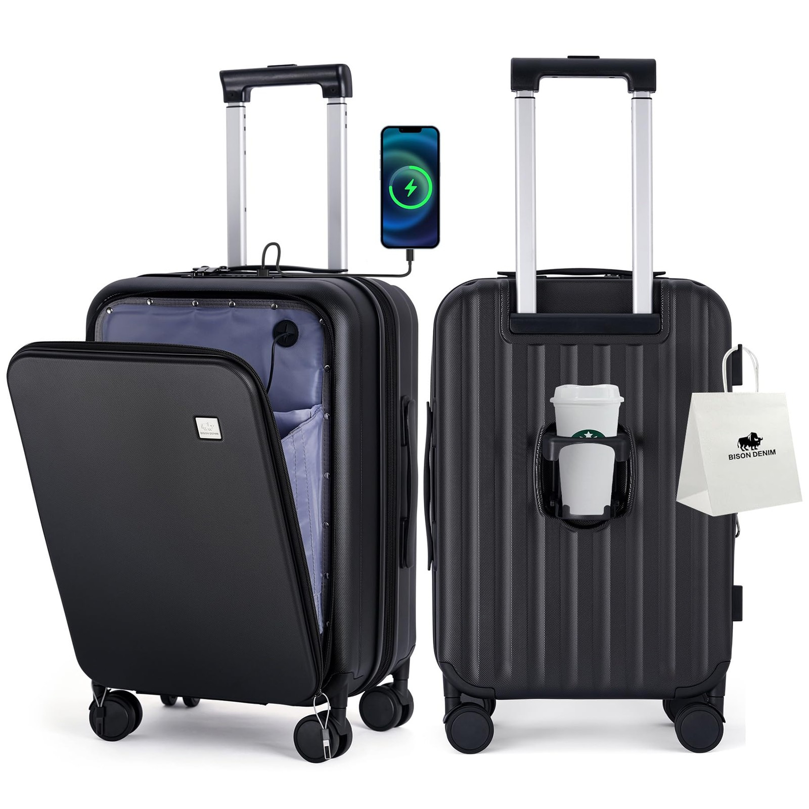 20 Inch Carry On Luggage, PC Lightweight Hardside Expandable Carry-On Luggage...